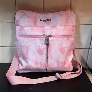 Baggallini Pink Tie-Dye Crossbody with Front Zip Pockets